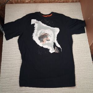 ​Boulder Creek Trading Company L Tall Mens Black T-Shirt Wolf Moon Graphic Tee